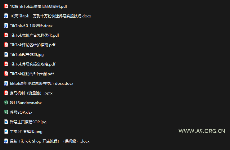 TikTok从0-1实操资料包：养号SOP+爆款公式+投流手册 - 小红泡