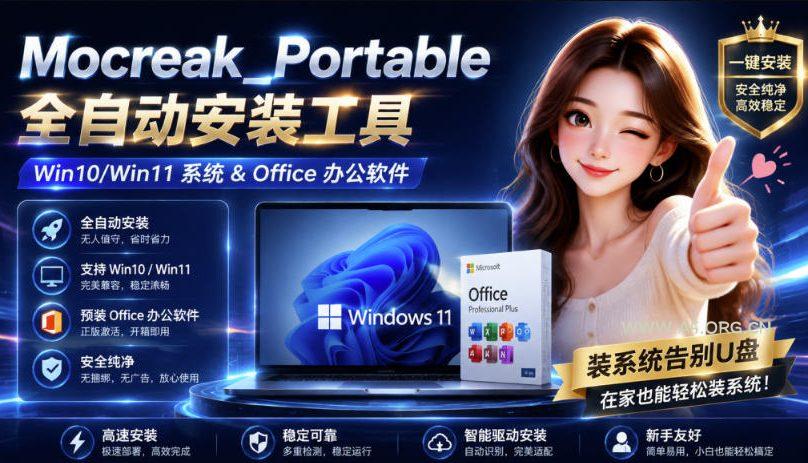 Mocreak全自动安装office和win10、win11系统,告别U盘装系统,使用安全可靠 - 小红泡 Mocreak全自动安装office和win10、win11系统,告别U盘装系统,使用安全可靠