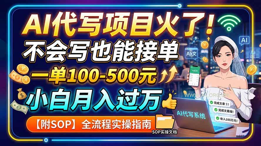 AI代写项目火了！不会写也能接单，一单100-500元，小白月入过万【附SOP】 - 小红泡