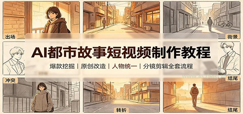 AI都市故事短视频制作教程：爆款挖掘原创改造，人物统一分镜剪辑全套流程 - 小红泡