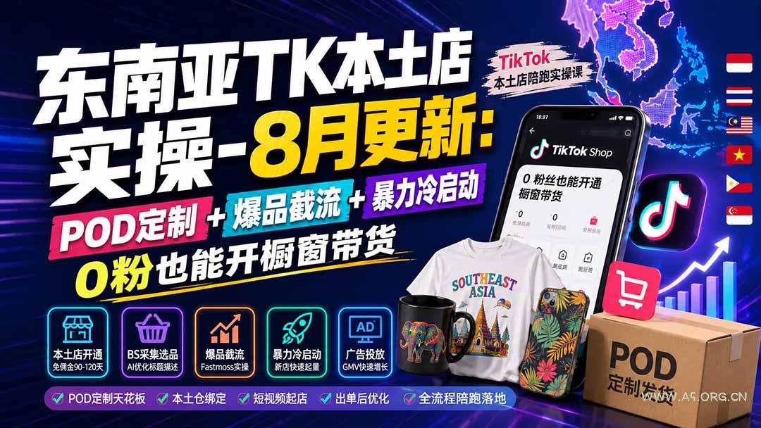 东南亚TK本土店实操-8月更新:POD定制+爆品截流+暴力冷启动,0粉也能开橱窗带货 - 小红泡 东南亚TK本土店实操-8月更新:POD定制+爆品截流+暴力冷启动,0粉也能开橱窗带货 - 小红泡