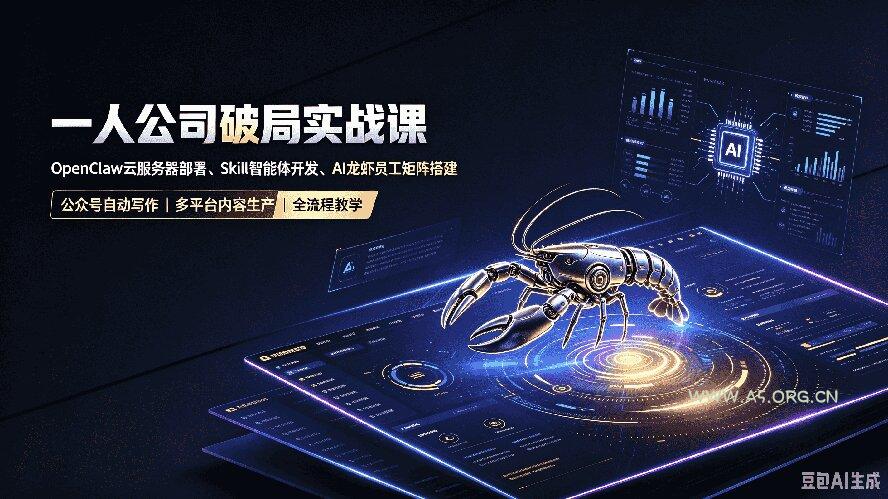 一人公司破局实战课｜OpenClaw云服务器部署、Skill智能体开发、AI龙虾员工矩阵搭建，公众号自动写作与多平台内容… - 小红泡