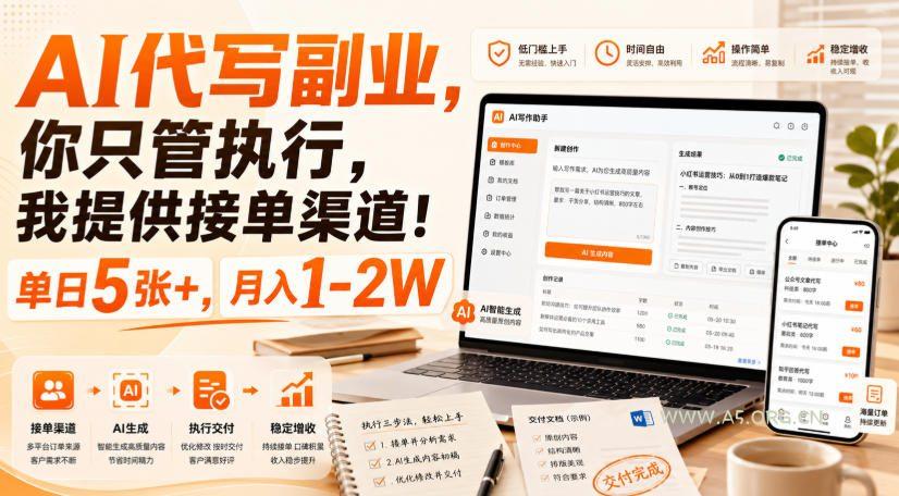 AI代写副业,你只管执行,我提供接单渠道!单日5张+,月入1-2W【揭秘】 - 小红泡 AI代写副业,你只管执行,我提供接单渠道!单日5张+,月入1-2W【揭秘】