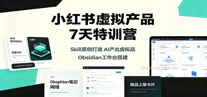 小红书虚拟产品7天特训营：Skill原创打造，AI产出虚拟品，Obsidian工作台搭建 - 小红泡