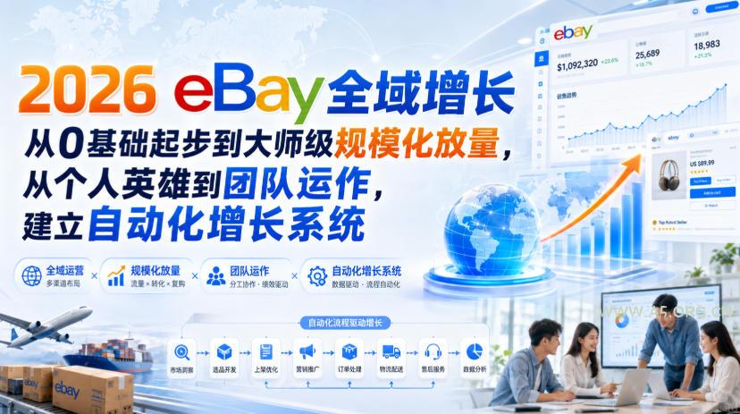 2026 eBay全域增长,从0基础起步到大师级规模化放量,从个人英雄到团队运作,建立自动化增长系统 - 小红泡 2026 eBay全域增长,从0基础起步到大师级规模化放量,从个人英雄到团队运作,建立自动化增长系统