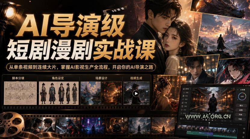 AI导演级短剧漫剧实战课,从单条视频到连续大片,掌握AI影视生产全流程,开启你的AI导演之路! - 小红泡 AI导演级短剧漫剧实战课,从单条视频到连续大片,掌握AI影视生产全流程,开启你的AI导演之路!