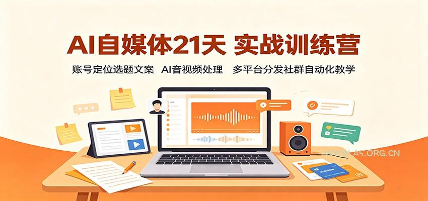 AI自媒体21天实战训练营：账号定位选题文案，AI音视频处理，多平台分发社群自动化教学 - 小红泡