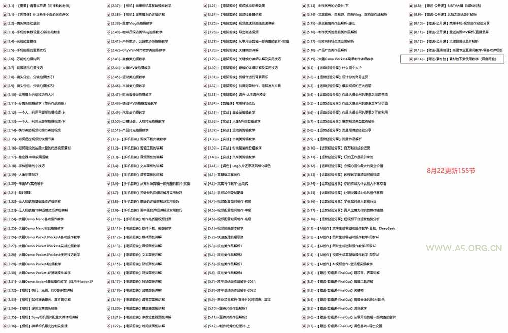 全能视频创作人155节实战课-更新26年8月：手机相机拍摄+剪映剪辑+AI创作+自媒体运营，让你的视频拥有灵活，轻松10w - 小红泡