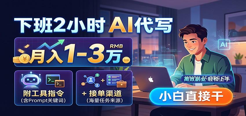 下班2小时AI代写，月入1-3万，附工具指令+接单渠道，小白直接干 - 小红泡