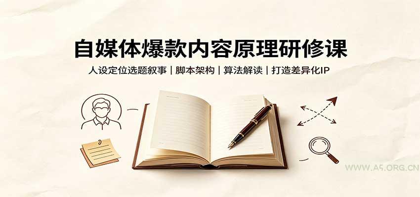 自媒体爆款内容原理研修课：人设定位选题叙事，脚本架构，算法解读打造差异化IP - 小红泡