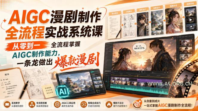 AIGC漫剧制作全流程实战系统课，从零到一全流程掌握AIGC制作能力，一条龙做出爆款漫剧