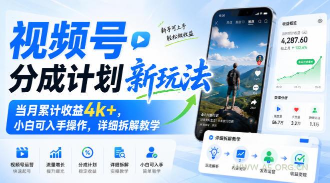 视频号分成计划新玩法,当月累计收益4k+,小白可入手操作,详细拆解教学 - 小红泡 视频号分成计划新玩法,当月累计收益4k+,小白可入手操作,详细拆解教学
