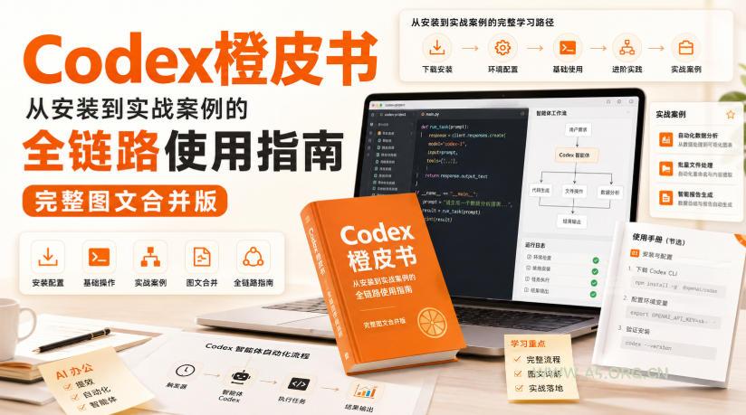 Codex橙皮书,从安装到实战案例的全链路使用指南,完整图文合并版 - 小红泡 Codex橙皮书,从安装到实战案例的全链路使用指南,完整图文合并版