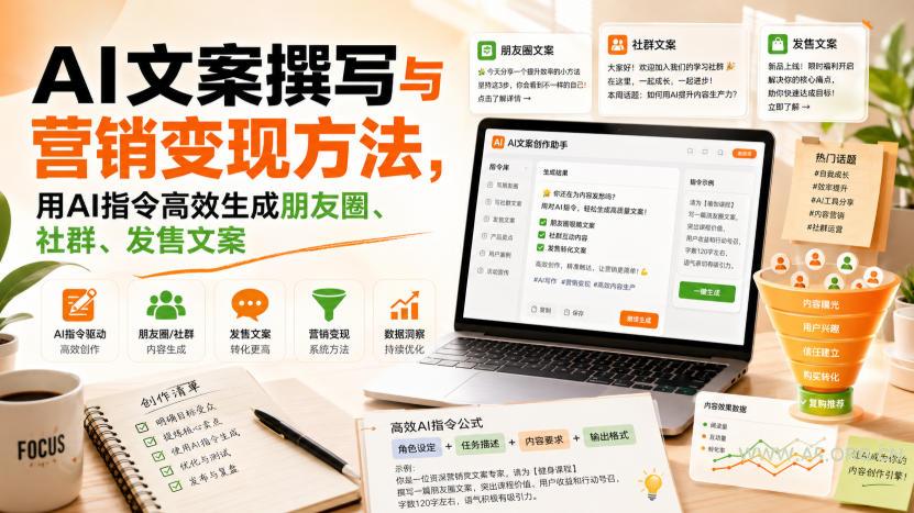 AI文案撰写与营销变现方法,用AI指令高效生成朋友圈、社群、发售文案 - 小红泡 AI文案撰写与营销变现方法,用AI指令高效生成朋友圈、社群、发售文案