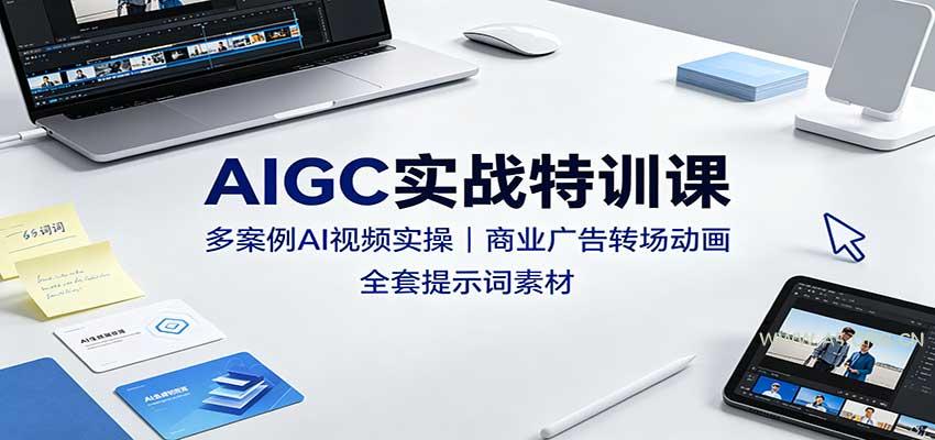 AIGC实战特训课：多案例AI视频实操，商业广告转场动画，全套提示词素材 - 小红泡