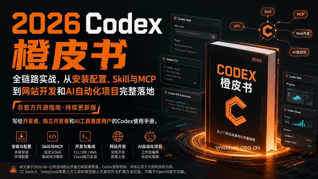 2026Codex橙皮书：全链路实战，从安装配置、Skill与MCP到网站开发和AI自动化项目完整落地 - 小红泡