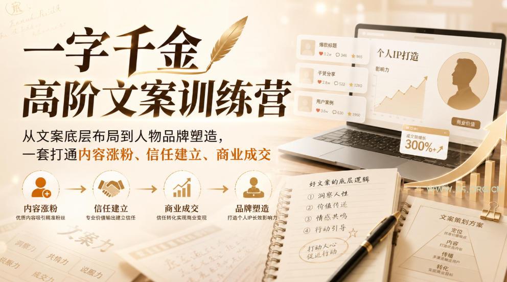 一字千金高阶文案训练营,从文案底层布局到人物品牌塑造,一套打通内容涨粉、信任建立、商业成交 - 小红泡 一字千金高阶文案训练营,从文案底层布局到人物品牌塑造,一套打通内容涨粉、信任建立、商业成交