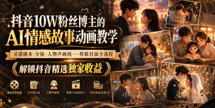 抖音10W粉丝博主的AI情感故事动画教学,灵感剧本‑分镜‑人物声画统一‑剪辑封面全流程,解锁抖音精选独家收益 - 小红泡 抖音10W粉丝博主的AI情感故事动画教学,灵感剧本‑分镜‑人物声画统一‑剪辑封面全流程,解锁抖音精选独家收益