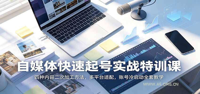 自媒体快速起号实战特训课：四种内容二次加工方法，多平台适配，账号冷启动全套教学 - 小红泡