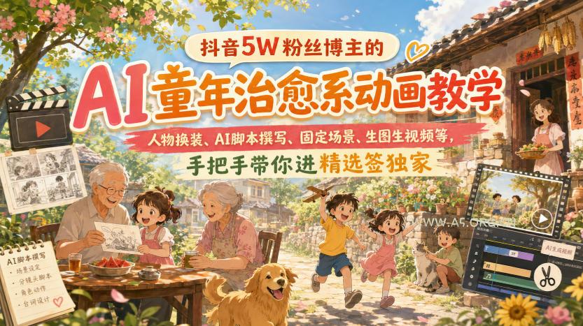 抖音5W粉丝博主的AI童年治愈系动画教学,人物换装、AI脚本撰写、固定场景、生图生视频等,手把手带你进精选签独家 - 小红泡 抖音5W粉丝博主的AI童年治愈系动画教学,人物换装、AI脚本撰写、固定场景、生图生视频等,手把手带你进精选签独家