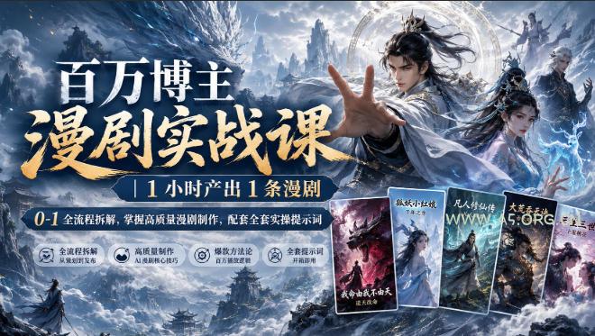 百万博主漫剧实战课|1小时产出1条漫剧,0‑1全流程拆解,掌握高质量漫剧制作,配套全套实操提示词 - 小红泡 百万博主漫剧实战课|1小时产出1条漫剧,0‑1全流程拆解,掌握高质量漫剧制作,配套全套实操提示词
