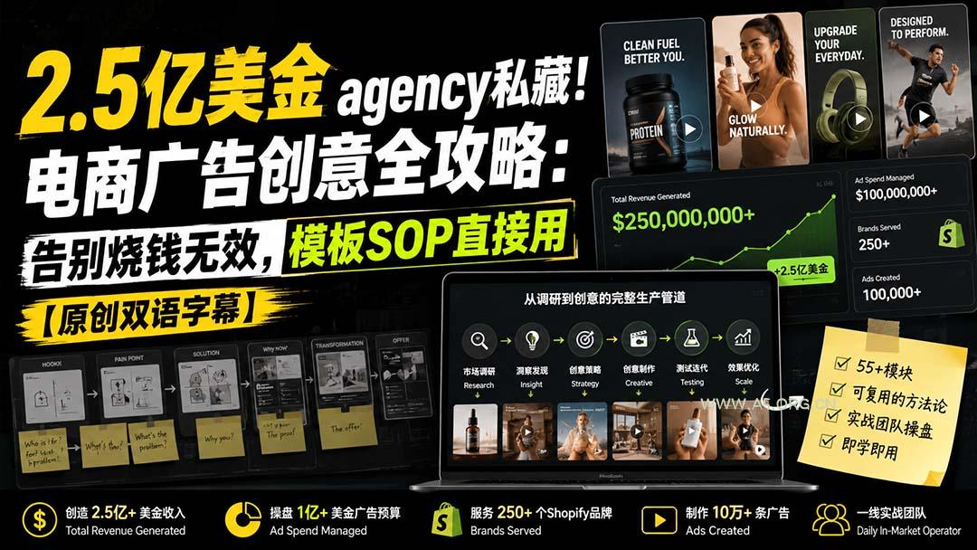 2.5亿美金agency私藏！电商广告创意全攻略：告别烧钱无效，模板SOP直接用【原创双语字幕】 - 小红泡