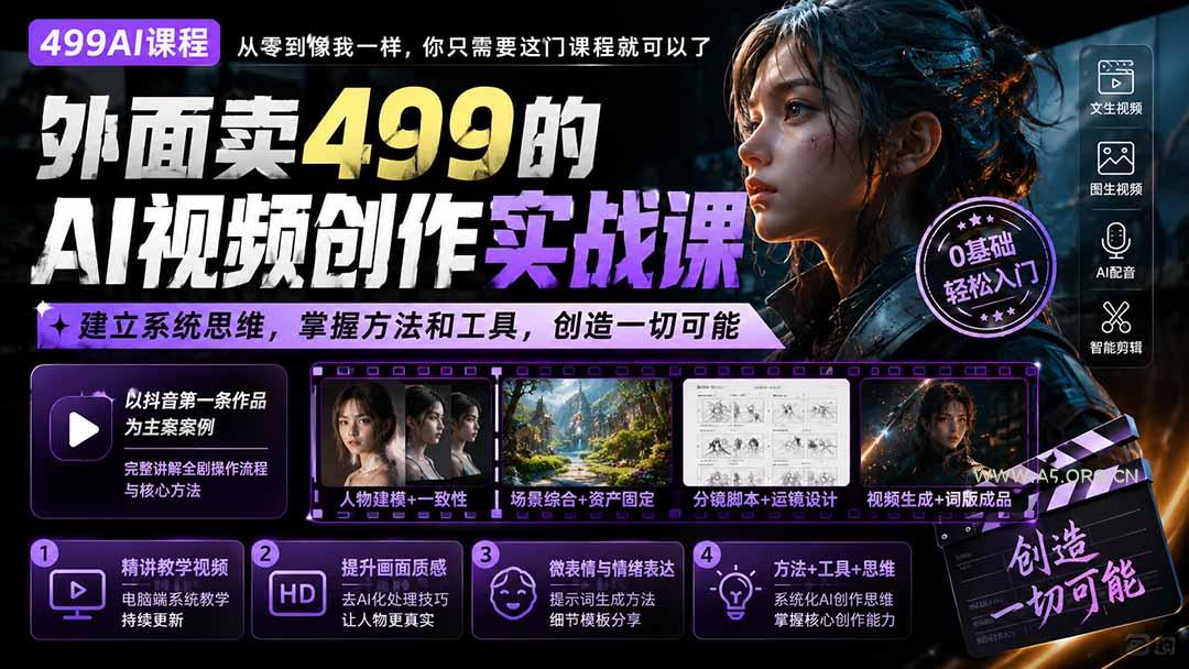 外面卖499的AI视频创作实战课：建立系统思维，掌握方法和工具，创造一切可能。 - 小红泡