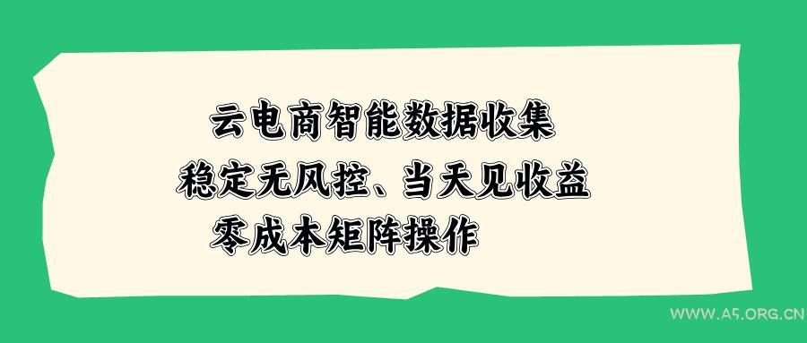 云电商智能数据收集，稳定无风控，当天见收益，零成本矩阵操作 - 小红泡
