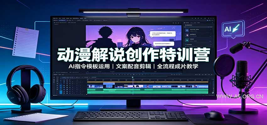 动漫解说创作特训营：AI指令模板运用，文案配音剪辑，全流程成片教学 - 小红泡