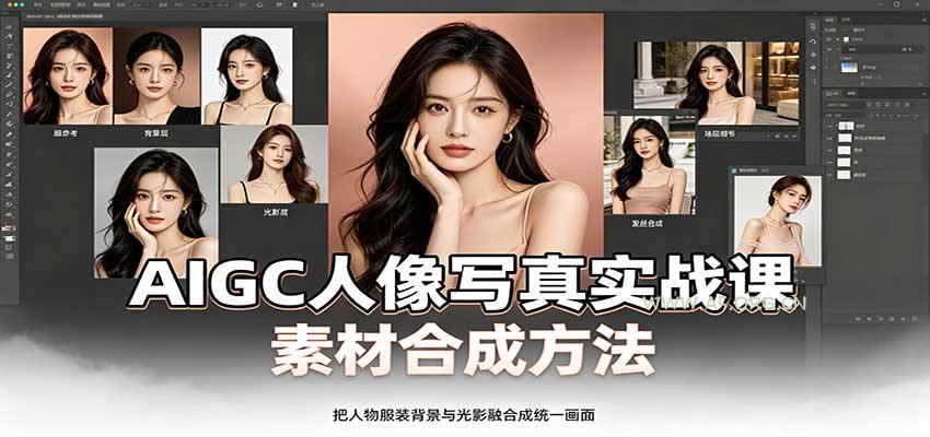 AIGC人像写真实战课：软件平台部署筹备，素材合成方法，多题材写真案例 - 小红泡