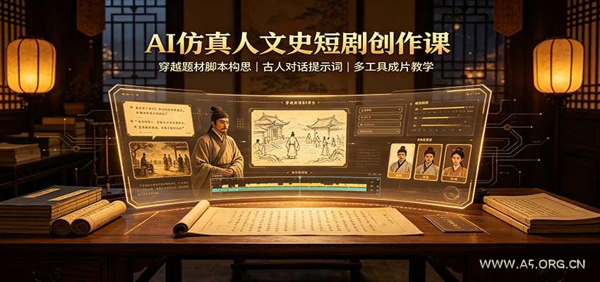 AI仿真人文史短剧创作课：穿越题材脚本构思，古人对话提示词，多工具成片教学 - 小红泡