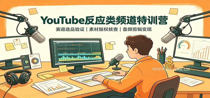 YouTube反应类频道特训营：赛道选品验证，素材版权核查，音频剪辑变现 - 小红泡