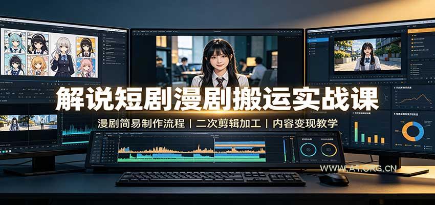解说短剧漫剧搬运实战课：漫剧简易制作流程，二次剪辑加工，内容变现教学 - 小红泡