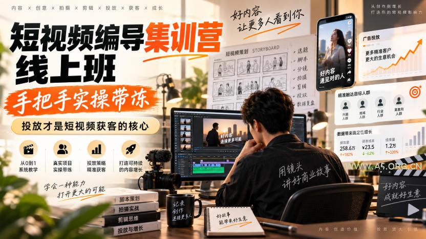 短视频编导集训营线上班,手把手实操带冻,投放才是短视频获客的核心 - 小红泡 短视频编导集训营线上班,手把手实操带冻,投放才是短视频获客的核心