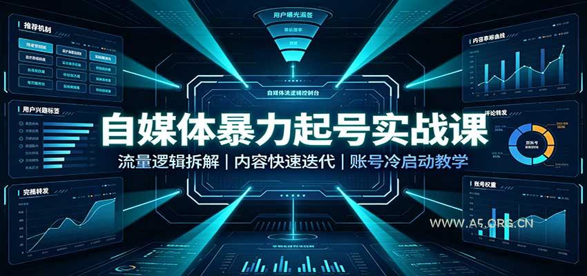 自媒体暴力起号实战课：流量逻辑拆解，内容快速迭代，账号冷启动教学 - 小红泡