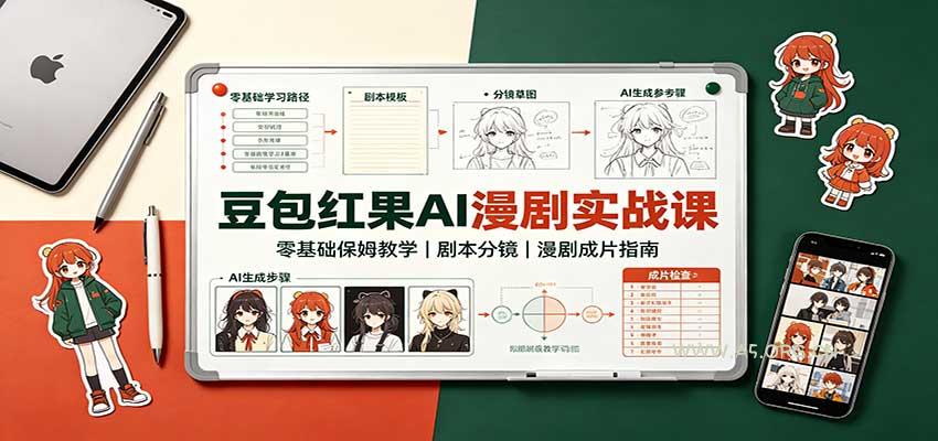 豆包红果AI漫剧实战课：零基础保姆教学，剧本分镜，漫剧成片指南 - 小红泡