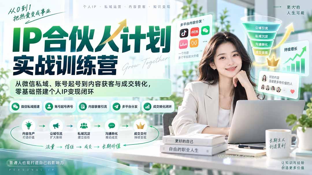 IP合伙人计划实战训练营-更新:从微信私域、账号起号到内容获客与成交转化,零基础搭建个人IP变现闭环 - 小红泡 IP合伙人计划实战训练营-更新:从微信私域、账号起号到内容获客与成交转化,零基础搭建个人IP变现闭环 - 小红泡