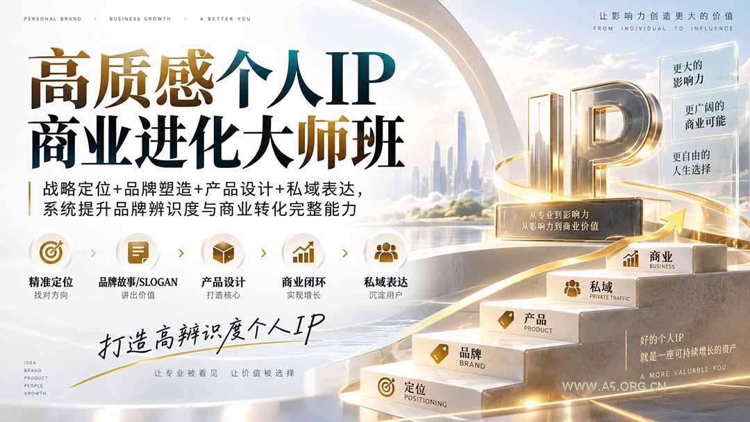 高质感个人IP商业进化大师班：战略定位+品牌塑造+产品设计+私域表达，系统提升品牌辨识度与商业转化完整能力 - 小红泡