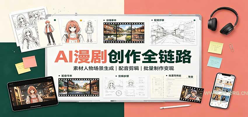 AI漫剧创作全链路：素材人物场景生成，配音剪辑，批量制作变现 - 小红泡