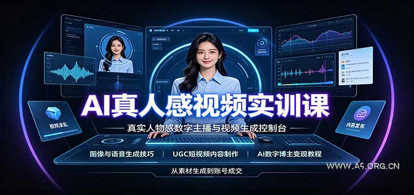 AI真人感视频实训课：图像语音生成，UGC内容制作，AI数字博主变现教程 - 小红泡