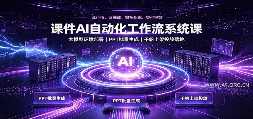 课件AI自动化工作流系统课：大模型环境部署，PPT批量生成，千帆上架投放落地 - 小红泡