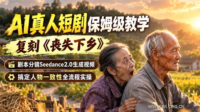 AI真人短剧保姆级教学，复刻《丧失下乡》，剧本分镜Seedance2.0生成视频，搞定人物一致性全流程实操