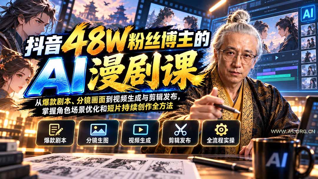 抖音48W粉丝博主的AI漫剧课:从爆款剧本、分镜画面到视频生成与剪辑发布,掌握角色场景优化和短片持续创作全方法 - 小红泡 抖音48W粉丝博主的AI漫剧课:从爆款剧本、分镜画面到视频生成与剪辑发布,掌握角色场景优化和短片持续创作全方法 - 小红泡