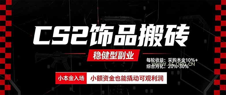 CS2饰品搬砖，每轮收益为采购本金的10%+，综合月化为20-30%，稳健型副业 - 小红泡