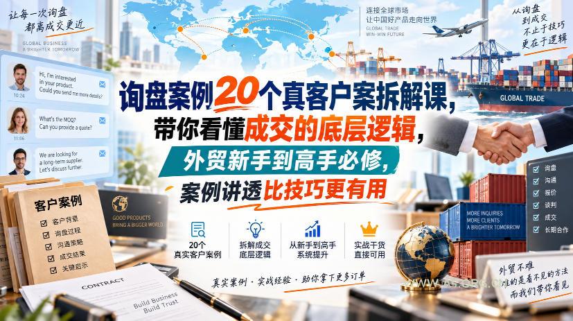询盘案例20个真客户案拆解课,带你看懂成交的底层逻辑,外贸新手到高手必修,案例讲透比技巧更有用 - 小红泡 询盘案例20个真客户案拆解课,带你看懂成交的底层逻辑,外贸新手到高手必修,案例讲透比技巧更有用