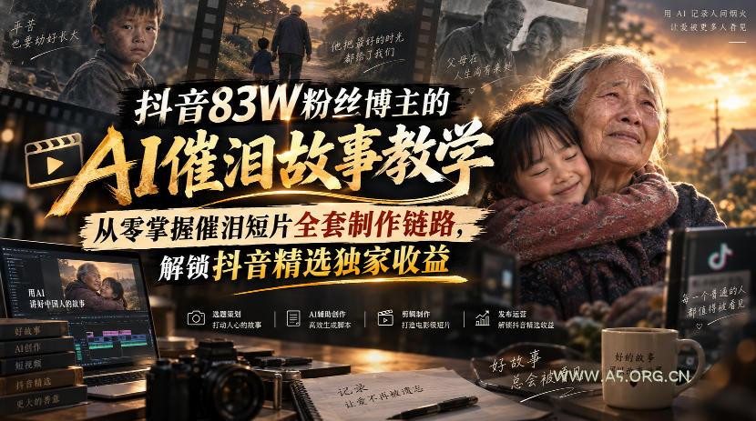 抖音83W粉丝博主的AI催泪故事教学,从零掌握催泪短片全套制作链路,解锁抖音精选独家收益 - 小红泡 抖音83W粉丝博主的AI催泪故事教学,从零掌握催泪短片全套制作链路,解锁抖音精选独家收益