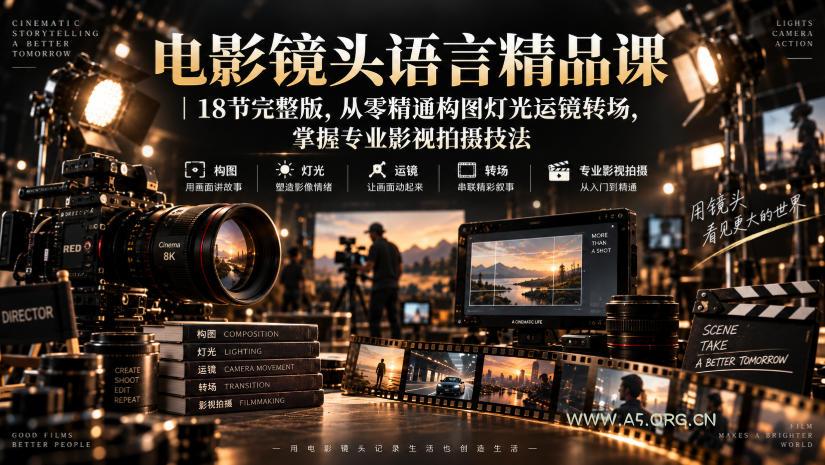 电影镜头语言精品课|18节完整版,从零精通构图灯光运镜转场,掌握专业影视拍摄技法 - 小红泡 电影镜头语言精品课|18节完整版,从零精通构图灯光运镜转场,掌握专业影视拍摄技法