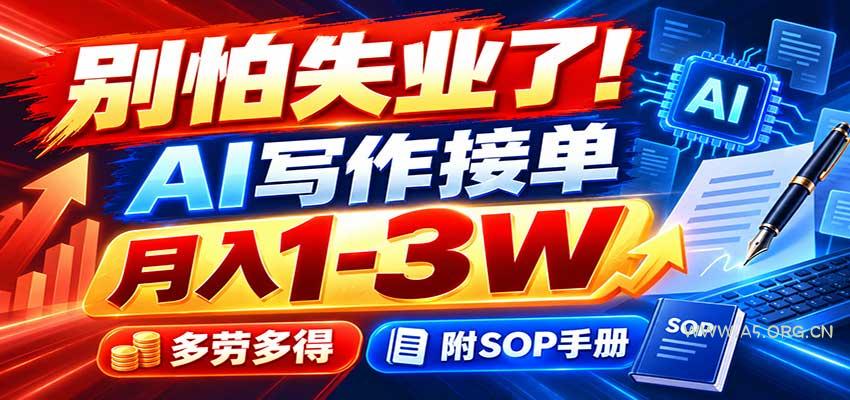 别怕失业了！AI写作接单月入1-3W，多劳多得，附SOP手册 - 小红泡