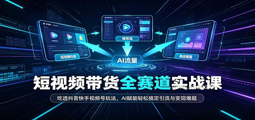 短视频带货全赛道：吃透抖音快手视频号玩法，AI赋能轻松搞定引流与变现难题 - 小红泡