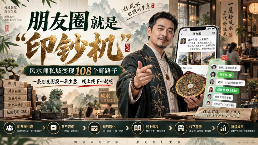朋友圈就是“印钞机”,风水师私域变现108个野路子,一条朋友圈换一单生意,线上线下一起吃【文档】 - 小红泡 朋友圈就是“印钞机”,风水师私域变现108个野路子,一条朋友圈换一单生意,线上线下一起吃【文档】
